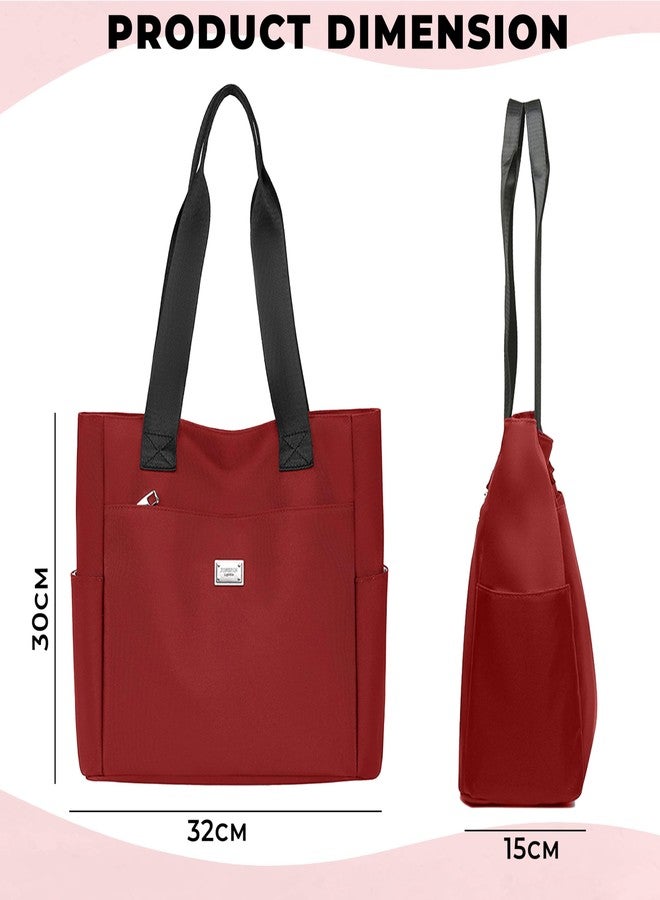 Kraptick Canvas Tote Bags - Stylish Shoulder Tote Bag Everyday Use For Women, Reusable Compact Tote Bag Perfect as a Grocery, Shopping Bags for Grocery (Red) - Image 3